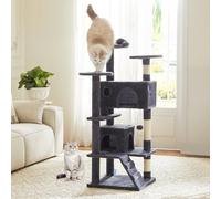 DUMOS Torre de árbol para gatos de interior de 54 pulgadas, casa de mascotas de varios niveles para gatos grandes con 2 condominios, postes rascadores, plataforma redonda, escalera pequeña y juguetes