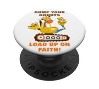 Dump Your Doubts, Load up on Faith! Kids Construction Animal PopSockets PopGrip Adhesivo