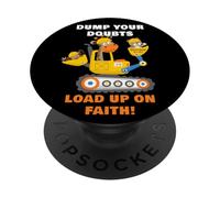 Dump Your Doubts, Load up on Faith! Kids Construction Animal PopSockets PopGrip Adhesivo