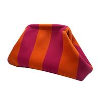 Dumpling Bag Crochet Monedero de Color Bloque de Color Purse para Damas Casual Nube De Punto Monedero con Cierre De Beso para Una Elegante Cena, Purple Orange, Ver descripción, Ver descripción