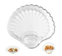 Dumpling Serving Dish Glass Snack - Platter with Saucer Divider Divided for