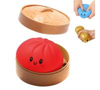 Dumpling Squishy Glitter Mystery, Juguete Squishy Jumbo Dumpling con Caja vaporera, Juguetes Divertidos antiespanning de Subida Lenta, Alivio del estrés y la ansiedad. (Rojo)