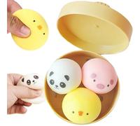 Dumpling Squishy Toys, Cute Bao Bun Squishies Set with Steamer Case, Giant Jumbo Stress Balls Fidget Sensory Toy for All , Easter Basket Stuffers Office Desk Decor Calming Gifts (Style D)