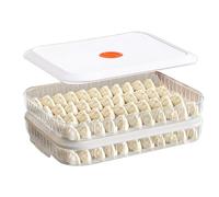 Dumpling Storage Box - Food Storages Containers | 2 Layer Freezer Storages Container | Fresh-Keeping, Space-Saving | Stackable Storage Containers For Freezer | Kitchen Organization For Cookies Donuts