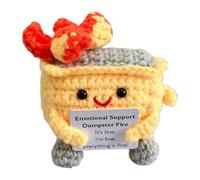 Dumpster Fire - Funny Crochet Toy | Handmade Dumpster Fire | 9 cm / 3.5 Inch Cartoon Knitted Doll Crochet Toy, Crochet Dumpster Fire, Tiny Dumpster Fire Emotional Support Crochet Toy, Unique Crochet