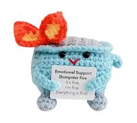 Dumpster Fire - Funny Crochet Toy | Handmade Dumpster Fire | 9 cm / 3.5 Inch Cartoon Knitted Doll Crochet Toy, Crochet Dumpster Fire, Tiny Dumpster Fire Emotional Support Crochet Toy, Unique Crochet