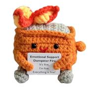Dumpster Fire - Funny Crochet Toy | Handmade Dumpster Fire | 9 cm / 3.5 Inch Cartoon Knitted Doll Crochet Toy, Crochet Dumpster Fire, Tiny Dumpster Fire Emotional Support Crochet Toy, Unique Crochet