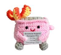 Dumpster Fire - Funny Crochet Toy | Handmade Dumpster Fire | 9 cm / 3.5 Inch Cartoon Knitted Doll Crochet Toy, Crochet Dumpster Fire, Tiny Dumpster Fire Emotional Support Crochet Toy, Unique Crochet
