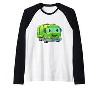 Dumpy The Garbage Truck - Diseño de Personaje Sonriente para niños Camiseta Manga Raglan