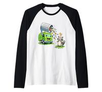 Dumpy The Garbage Truck Limpieza de Basura con niños Mapache Camiseta Manga Raglan