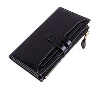 DUMRALBQE Cartera de Mujer Billetera RFID for Mujer, Billetera Larga con múltiples Clips y Hebilla de Cuero para Uso Diario(Schwarz)