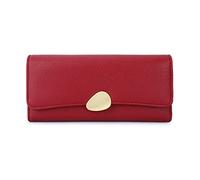 DUMRALBQE Cartera de Mujer Ladies Purse Lychee Trifold Wallet Clutch para Uso Diario(Rouge)