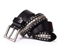 DUMRALBQE Cinturón de Cuero Punk Cinturón De Remache Personalizado Unisex Pentagram Star Punk Belt Rock Hip Hop Style Multicolor Opcional para Pantalones Vaqueros(Schwarz,110cm)