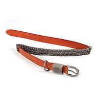 DUMRALBQE Cinturón de Cuero Punk Cinturón de remache unisex Cinta la bicicleta decoración cadena joyería Tamaño ajustable y multi-color opcional para Pantalones Vaqueros(Yellow brown,115cm)