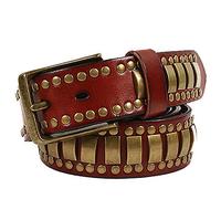 DUMRALBQE Cinturón de Cuero Punk Cinturón de remache unisex estilo Hip Hop Remache cuero Pin Hebilla Multicolor opcional para Pantalones Vaqueros(Red Brown,120cm)