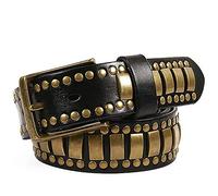 DUMRALBQE Cinturón de Cuero Punk Cinturón de remache unisex estilo Hip Hop Remache cuero Pin Hebilla Multicolor opcional para Pantalones Vaqueros(Schwarz,105cm)