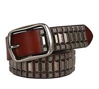 DUMRALBQE Cinturón de Cuero Punk Cinturón de remache unisex Pagoda Elementos decorativos estilo retro del ráfago HIP HOP Tamaño libremente ajustable para Pantalones Vaqueros(Red Brown,115cm)
