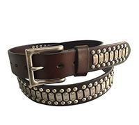 DUMRALBQE Cinturón de Cuero Punk Cinturón de remache unisex Western Cowboy Calidad cuero Hip Hop Personalidad Remache Multicolor opcional para Pantalones Vaqueros(marrón,115cm)
