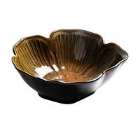 DUMRALBQE Ensaladeras 2pcs Cerámica cuenco de cerámica Ensalada Pétalo Postre Tazón Inicio Soup Bowl Plato Arroz para Restaurantes y Hogares(marrón)