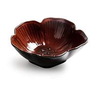 DUMRALBQE Ensaladeras 2pcs Cerámica cuenco de cerámica Ensalada Pétalo Postre Tazón Inicio Soup Bowl Plato Arroz para Restaurantes y Hogares(Rouge)