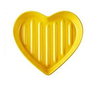 DUMRALBQE Ensaladeras 4pcs Inicio de cerámica en forma corazón las pastas Placa del desayuno ensalada fruta creativa para Restaurantes y Hogares(Jaune)