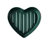 DUMRALBQE Ensaladeras 4pcs Inicio de cerámica en forma corazón las pastas Placa del desayuno ensalada fruta creativa para Restaurantes y Hogares(Dark green)