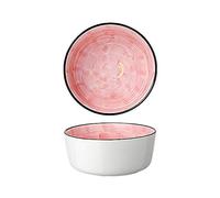 DUMRALBQE Ensaladeras El cielo estrellado creativo Europea 2pcs patrón de la fruta Ensalada sopa fideos cereales cuenco cerámica para Restaurantes y Hogares(Rosado)