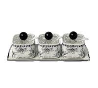 DUMRALBQE Juego de Cajas de Condimentos Ceramic Seasoning Jar Set Kitchen Spices Storage Box para Almacenamiento en La Cocina