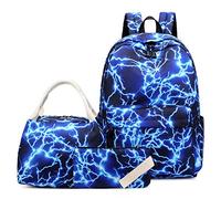 DUMRALBQE Mochilas infantiles Bolso De Escuela Las Niñas Linda Poco 3 Piezas Luz Bolsa Estudiantes Los Niños Determinados La Lona Impermeable Multifunción Mochila para el colegio y los viajes(Azul)