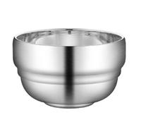 DUMRALBQE Tazón de Acero Inoxidable Cuenco de arroz acero inoxidable for niños casero para Uso Diario(Silver,14cm)