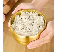 DUMRALBQE Tazón de Acero Inoxidable Cuenco de arroz acero inoxidable for niños casero para Uso Diario(Gold,14cm)