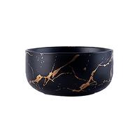 DUMRALBQE Tazones de Fideos Cabala for el hogar Desayuno de porcelana Cena arroz sopa fideos tazones redondos para Uso Diario(Schwarz)