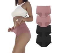 Dumwis Bragas Mujer Sin Costuras Invisible Microfibra Braguita Cintura Media Hipster Ropa Interior Elástico Cómodas y Suaves Color Liso 4 Pack