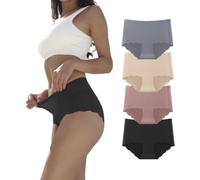 Dumwis Bragas Mujer Sin Costuras Invisible Microfibra Braguita Cintura Media Hipster Ropa Interior Elástico Cómodas y Suaves Color Liso 4 Pack