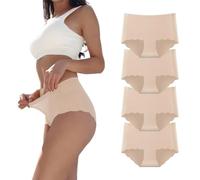Dumwis Bragas Mujer Sin Costuras Invisible Microfibra Braguita Cintura Media Hipster Ropa Interior Elástico Cómodas y Suaves Color Liso 4 Pack