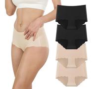 Dumwis Bragas Mujer Sin Costuras Invisible Microfibra Braguita Cintura Media Hipster Ropa Interior Elástico Cómodas y Suaves Color Liso 4 Pack