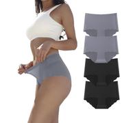 Dumwis Bragas Mujer Sin Costuras Invisible Microfibra Braguita Cintura Media Hipster Ropa Interior Elástico Cómodas y Suaves Color Liso 4 Pack
