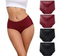Dumwis Bragas Sin Costuras Mujer Bragas Invisibles Mujer Cintura Alta Microfibra Ropa Interior Elástico Culotte Cómodas Y Suaves Braguitas Underwear Women Pack De 4(S-3XL)
