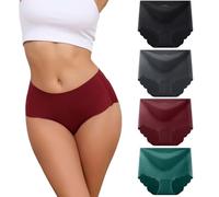 Dumwis Bragas Sin Costuras Mujer Bragas Invisibles Mujer Cintura Alta Microfibra Ropa Interior Elástico Culotte Cómodas Y Suaves Braguitas Underwear Women Pack De 4(S-3XL)