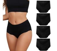 Dumwis Bragas Sin Costuras Mujer Bragas Invisibles Mujer Cintura Alta Microfibra Ropa Interior Elástico Culotte Cómodas Y Suaves Braguitas Underwear Women Pack De 4(S-3XL)