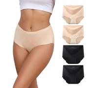 Dumwis Bragas Sin Costuras Mujer Bragas Invisibles Mujer Cintura Alta Microfibra Ropa Interior Elástico Culotte Cómodas Y Suaves Braguitas Underwear Women Pack De 4(S-3XL)