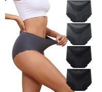 Dumwis Bragas Sin Costuras Mujer Bragas Invisibles Mujer Cintura Alta Microfibra Ropa Interior Elástico Culotte Cómodas Y Suaves Braguitas Underwear Women Pack De 4(S-3XL)