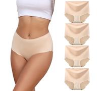 Dumwis Bragas Sin Costuras Mujer Bragas Invisibles Mujer Cintura Alta Microfibra Ropa Interior Elástico Culotte Cómodas Y Suaves Braguitas Underwear Women Pack De 4(S-3XL)
