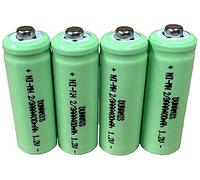 Dunamis - Paquete de 4 pilas recargables de luz solar de 1,2 V NiMH 2/3 AAA 400 mAh, tamaño AAA 2/3, ideal para luces solares, no son de tamaño AAA, sino dos tercios o 2/3 AAA (paquete de 4, botón