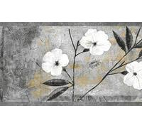 Dundee Deco BD6054 - Borde de papel tapiz para despegar y pegar, diseño floral blanco, gris, marrón, negro, diseño retro, 4,57 m x 17,78 cm, autoadhesivo