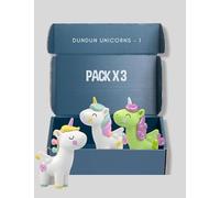 DundunUnicorns Pack de 3| Unicornios de fantasía | Figuras con Piezas Intercambiables |Juguetes Coleccionables para Niñas +3 Años | 2 Transparentes con Purpurina, 2 Perlados |Regalo para niños