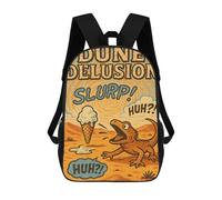 Dune Delusion Lizard And Ice Cream Mochila Infantil Escolar Para Niños Con Estampado 3D De Dibujos Animados, Mochila Escolar Para Estudiantes, Mochila Para Portátil Para Niños Y Niñas 17inch