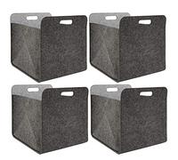 DuneDesign 4 Cajas almacenaje Fieltro 33x33x38cm Cesta Fieltro Caja Kallax Inserción en estanterías Gris