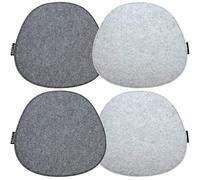 DuneDesign 4 Cojines de Fieltro para Sillas 40x37x0,8 cm Ovalado 2-Colores Gris