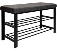 DuneDesign Banco Zapatero Metálico - 81x32x50 Estante para Zapatos con Asiento Tapizado - Banqueta Recibidor - Mueble Organizador para Entrada Pasillo Baño - Baúl de Almacenaje Dormitorio Puf Cama